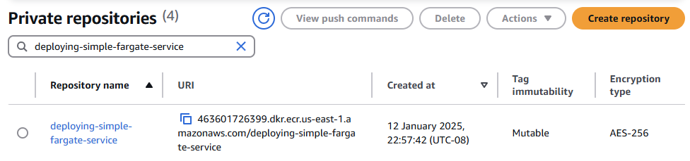 AWS ECR repository created