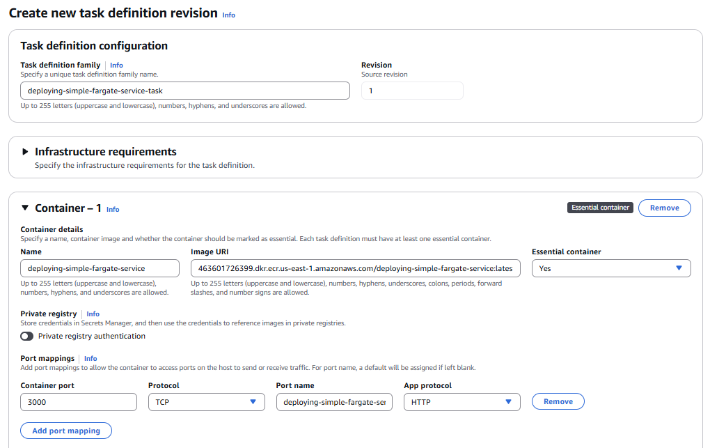 AWS ECS Task Definition created